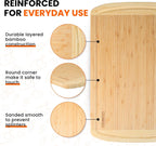 Bamboo Cutting Board Set – Charcuterie & Chopping Boards for Kitchen, Large & Small Sizes, Safe Cutting Boards for Meat, Cheese, Pizza – Home & Kitchen Gift Idea