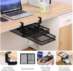 Under Desk Drawer, Clamp on Desk Organizer Slide Out Table Storage No Drill