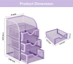 EasyPAG Mesh Desk Organizer with 3 Drawer Office Desktop Organizers and Accessories Stationery Caddy for Office, Home, Students, Purple