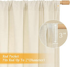 LAMIT 54 Inch Short Window Linen Curtains, Light Beige Soft Thick Light - Image 3