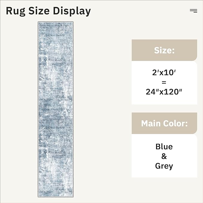 Runner Rug 2'x10' Abstract Washable Non-Slip Runner Rugs - Image 5