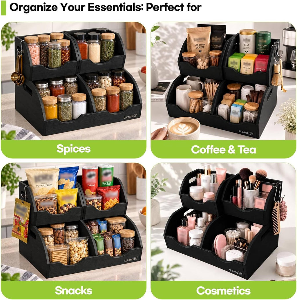 Potato and Onion Storage Bin, Stackable Bamboo Pantry Storage Organizer
