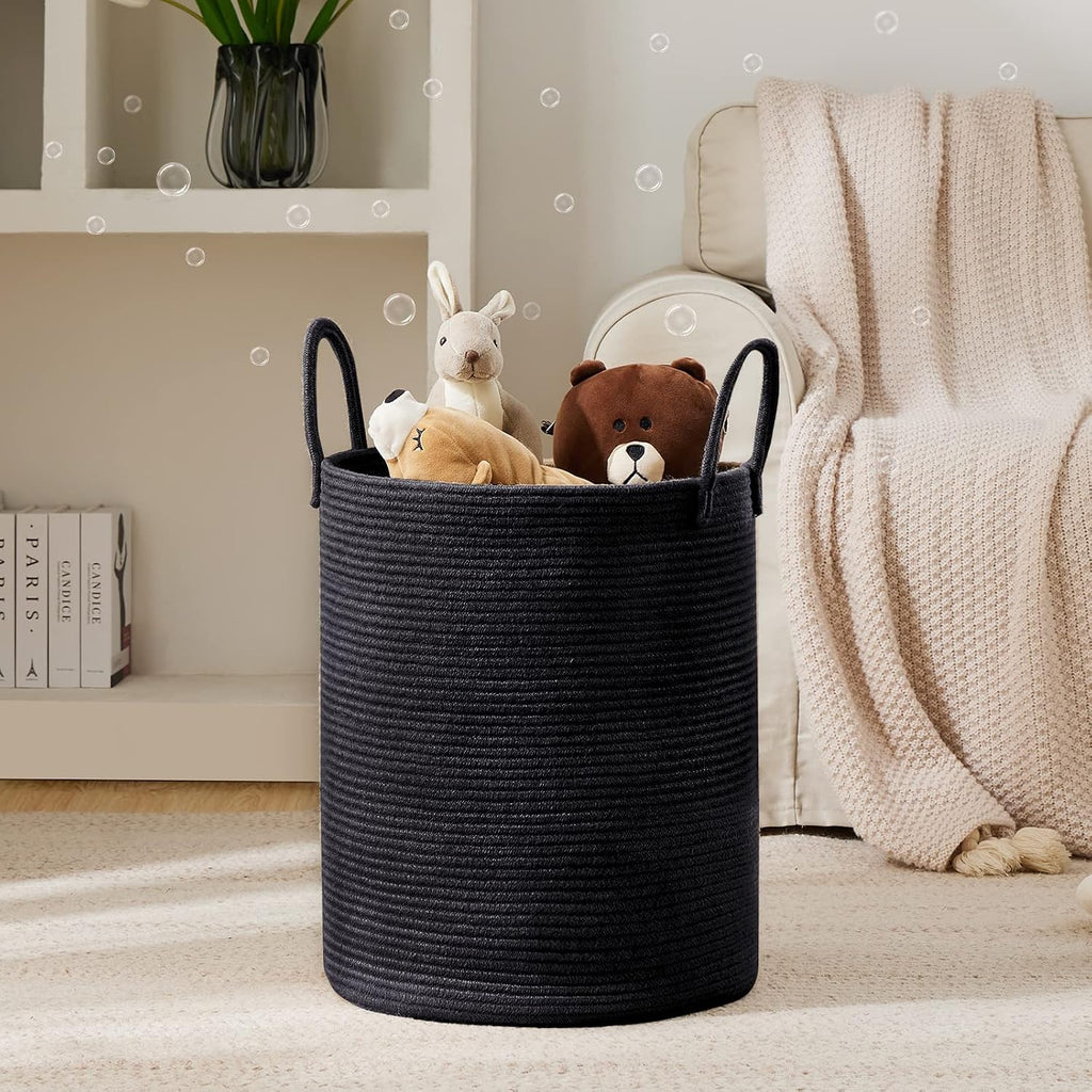 YOUDENOVA Woven Rope Laundry Hamper Basket, 72L Blanket Basket for Nursery