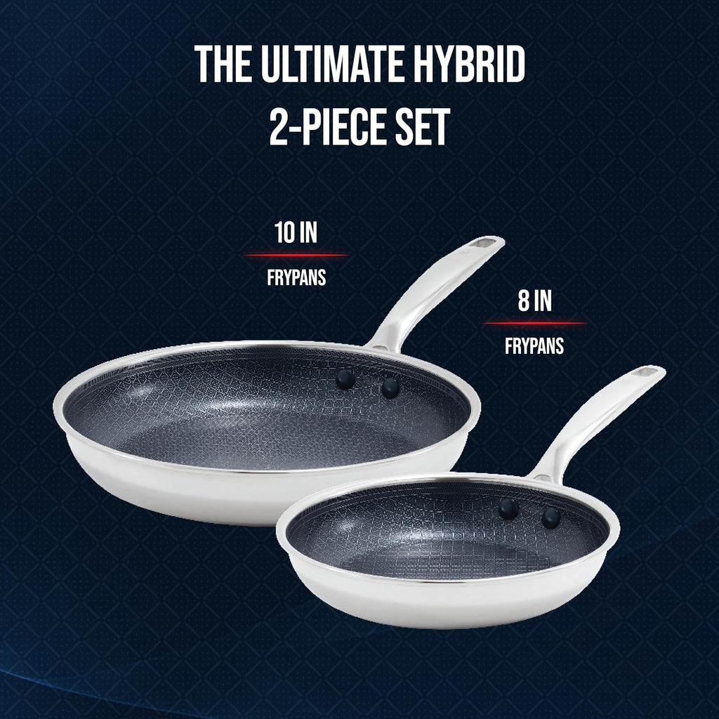 Blue Diamond Hybrid 2 Piece (8"&10") Stainless Steel Nonstick Fry Pan Set