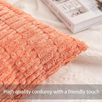Pack of 2 Corduroy Decorative Throw Pillow Covers 18x18 InchSoft Boho Striped - Image 2