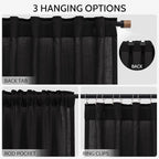 Vintage Black Linen Curtains 102 Inches Long - Image 2