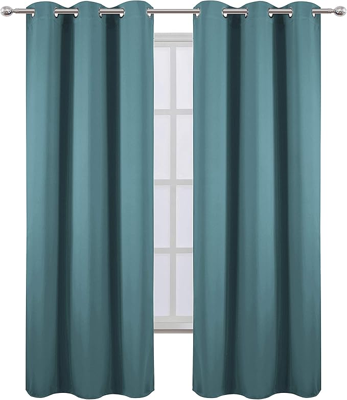 LEMOMO Sea Teal Thermal Blackout Curtains/42 x 95 Inch/Set of 2 Panels Room - Image 2