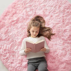 OLANLY Pink Round Rugs for Bedroom by OLANLY