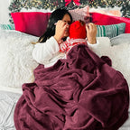 Bedsure GentleSoft Burgundy Red Fleece Blanket King Size - Image 5