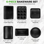 NutriChef Stackable Non-Stick Baking Pan Set – Carbon Steel Bakeware Set w/ Cookie Sheet, Muffin & Loaf Pan, Double Coated for Easy Release, Oven & Dishwasher Safe, Resists Warping, – Easy to Clean