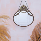 Creative Co-Op Pewter Framed Wall Mirror with Decorative Chain and Antique Finish, Bronze