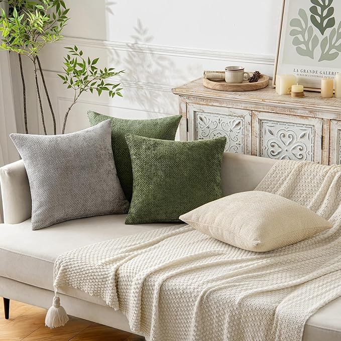 MIULEE Pack of 2 Couch Throw Pillow Covers 20x20 Inch Olive Green Modern Boho - Image 2