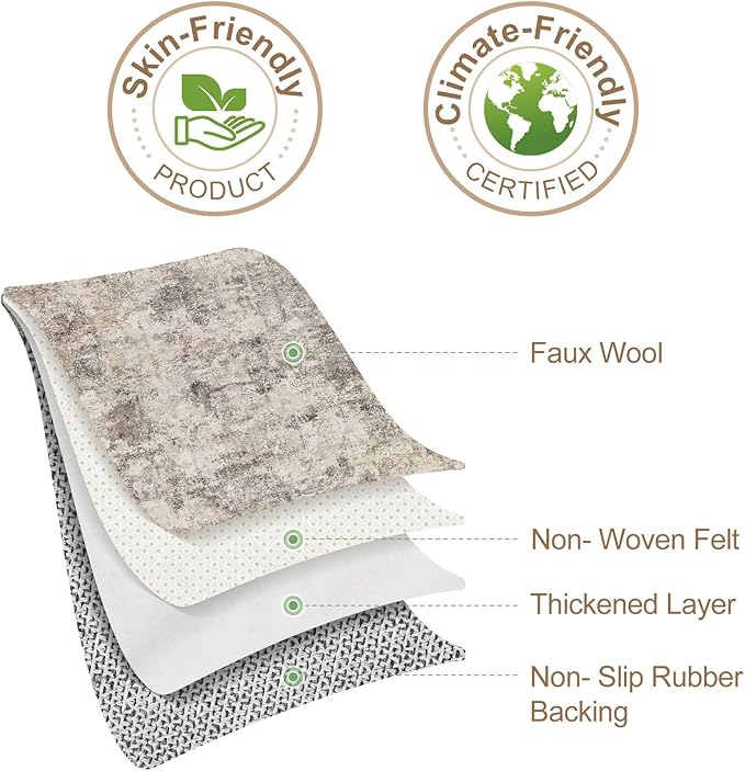 Nakagishi 10x12 Area Rugs Living Room: Washable Abstract Large Neutral Soft Rug - Image 8