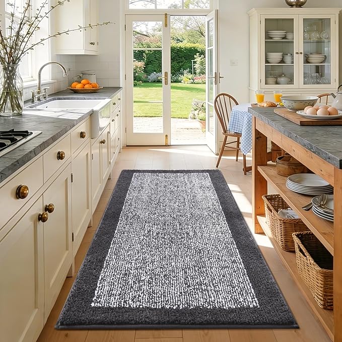 48x32 Large Bathroom Rugs Washable Non Slip, Dark Grey Bath Mat - Image 3