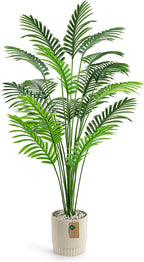 Der Rose 28" Fake Palm Tree, Artificial Plants Indoor in Modern White Pot