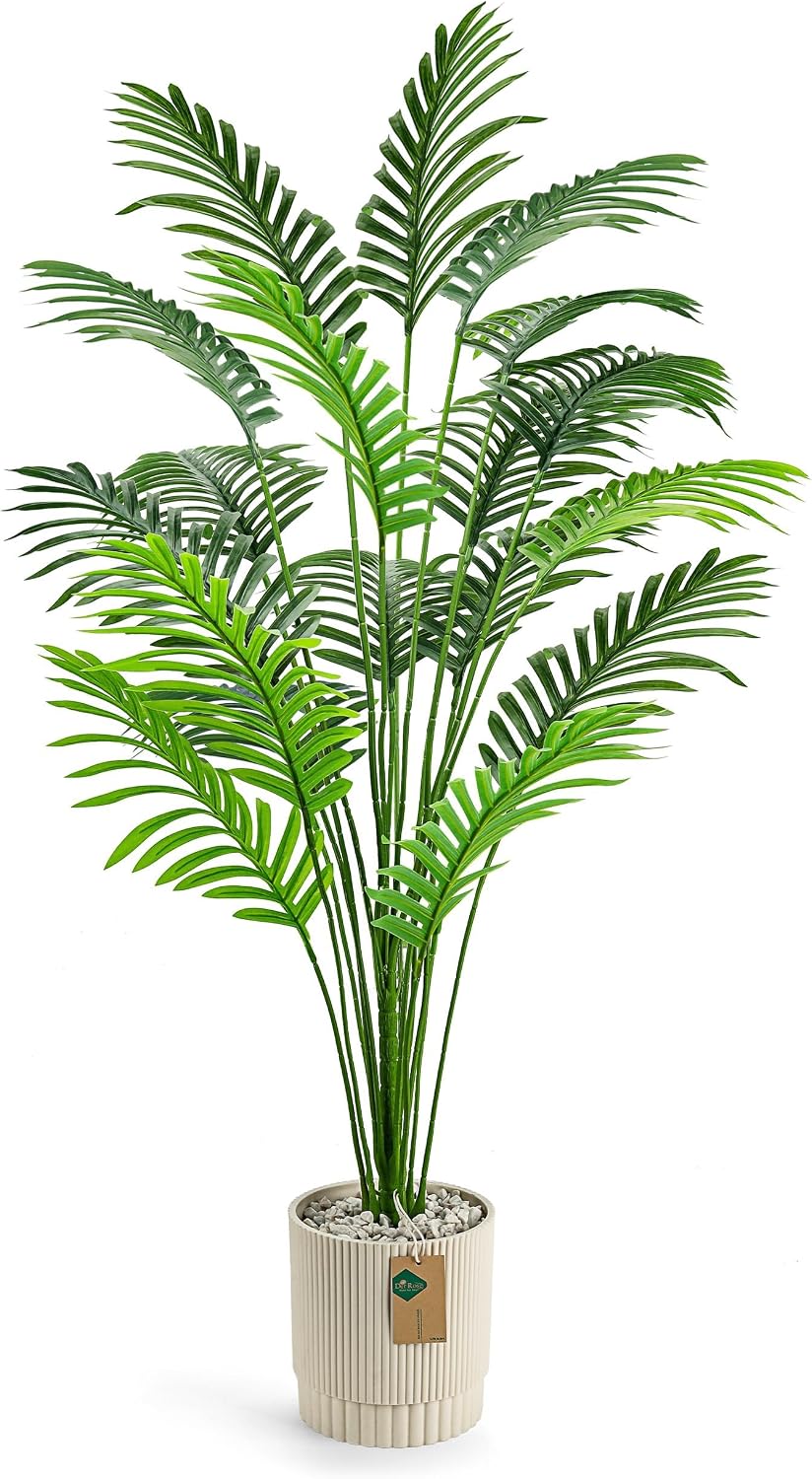Der Rose 28" Fake Palm Tree, Artificial Plants Indoor in Modern White Pot