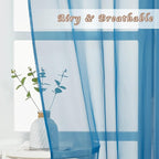 NICETOWN Voile Sheer Turquoise Curtains 90 inch Length, Grommet Airy Voile - Image 3