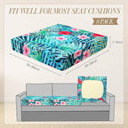 Newwiee 8Pcs Patio Cushion Covers Stretch Outdoor Cushion Cover Replacement - Image 2