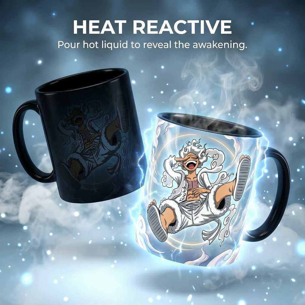 PUMPCAR 11 OZ Magic Heat Changing Color Flying G5 Cup Coffee Ceramic Mug for Anime Lovers Office Manga Pirate Gifts One Piece Merch Accessories Hot and Cold Drinks for Men Women Gifts
