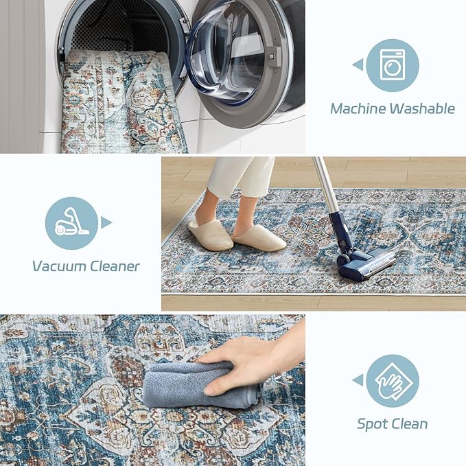 Madane Runner Rug 2'6''x8' Kitchen Runner, Hallway Runner Printed Vintage - Image 4