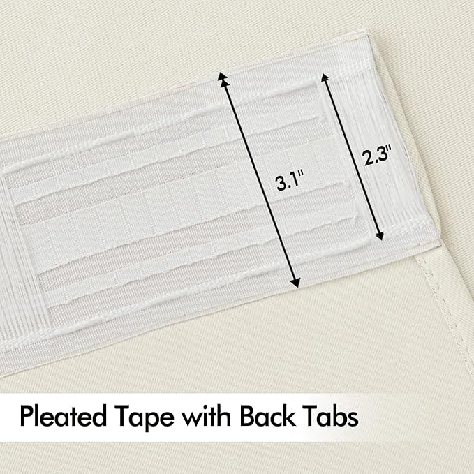 MIULEE Beige White Back Tab Blackout Curtains 90 Inches Long 2 Panels Set - Image 4