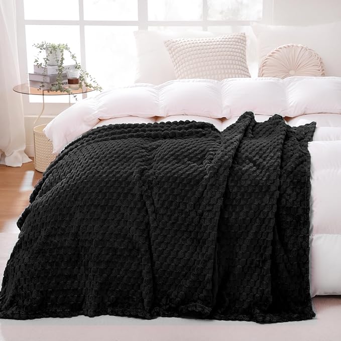 Black Throw Blanket 50"×70" inches Gifts by Puncuntex