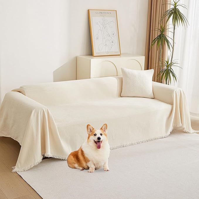 MYSKY HOME Boho Couch Cover Beige Sofa Covers by MYSKYHOME