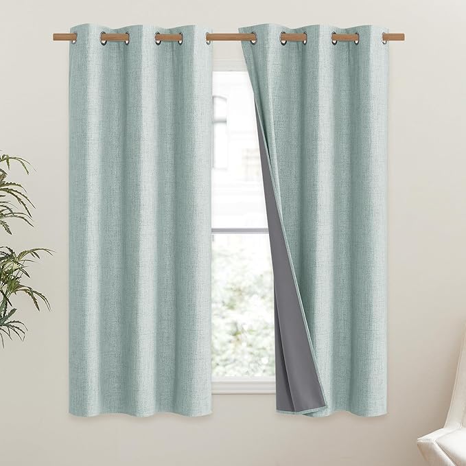 NICETOWN 100% Absolutely Blackout Linen Curtains - Image 2