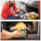 5 Pcs Buffalo Plaid Kitchen Towels Oven Mitts and Pot Holder Set,Lemon
