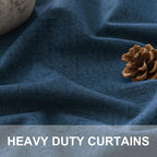 Navy Blue Linen Textured Blackout Curtains 72 Inches Long - Image 3