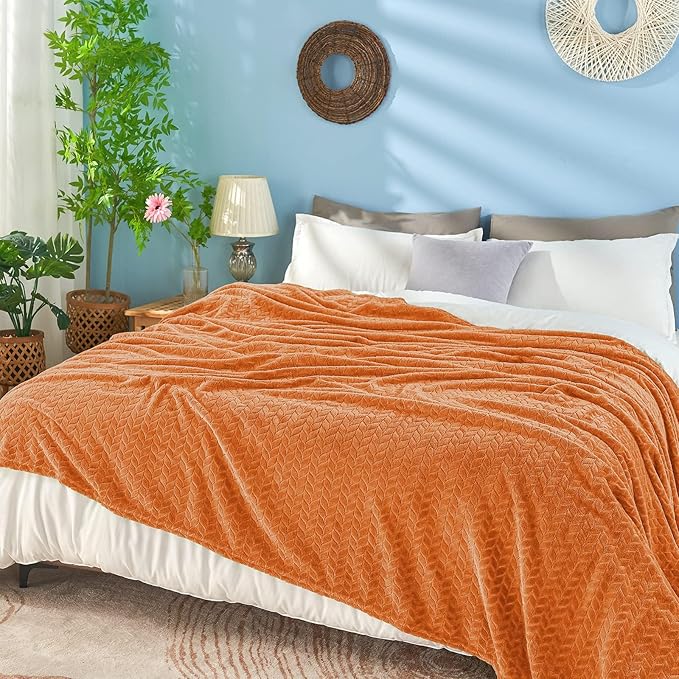 inhand Rust Fleece Twin Blanket, Super Soft Flannel Cozy Blankets - Image 5