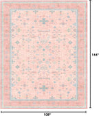 Washable Pink and Blue 9x12 Oushak Rugs - Image 2