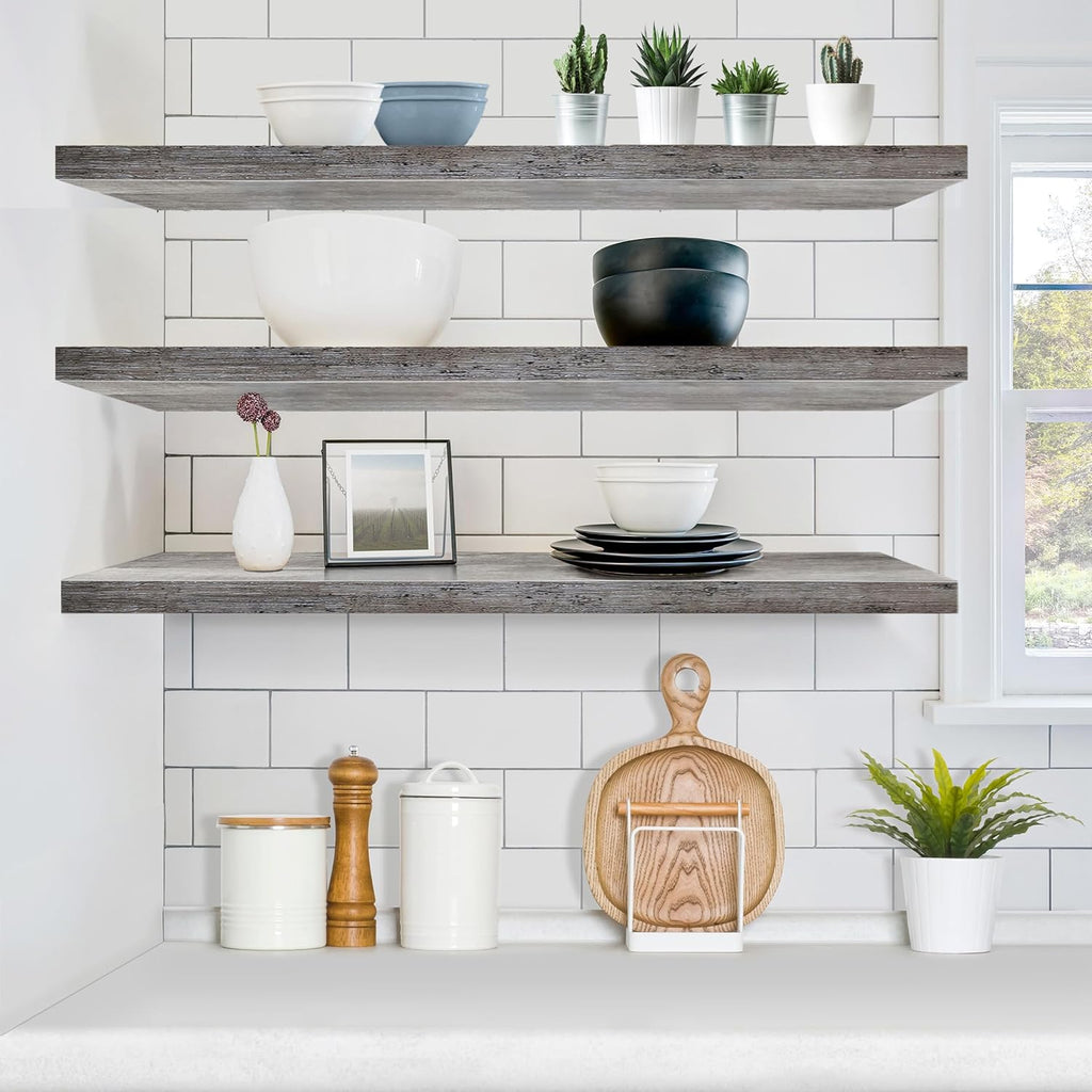 Sorbus Floating Shelves for Wall Storage (48 Inch, 2 Pack, Gray)