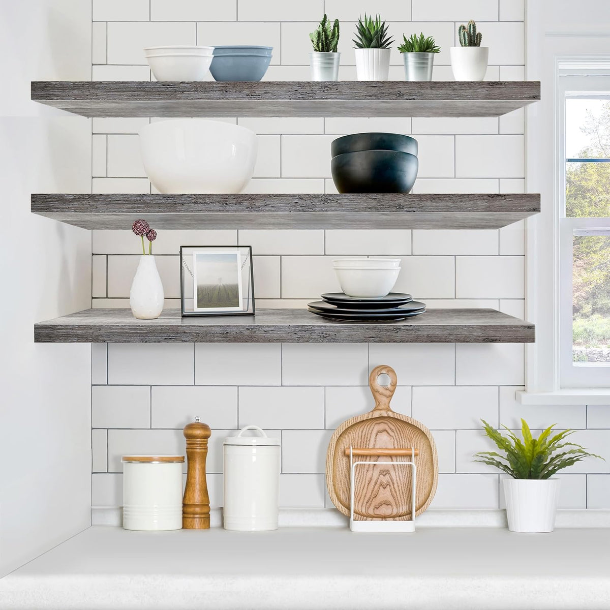 Sorbus Floating Shelves for Wall Storage (48 Inch, 2 Pack, Gray)
