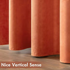 MIULEE 90 Inches Velvet Curtains Orange Elegant Grommet Curtains Fall Thermal - Image 6