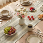 Artoid Mode Dark Grey Farmhouse Stripe Braided Table Runner 12x72 Inch