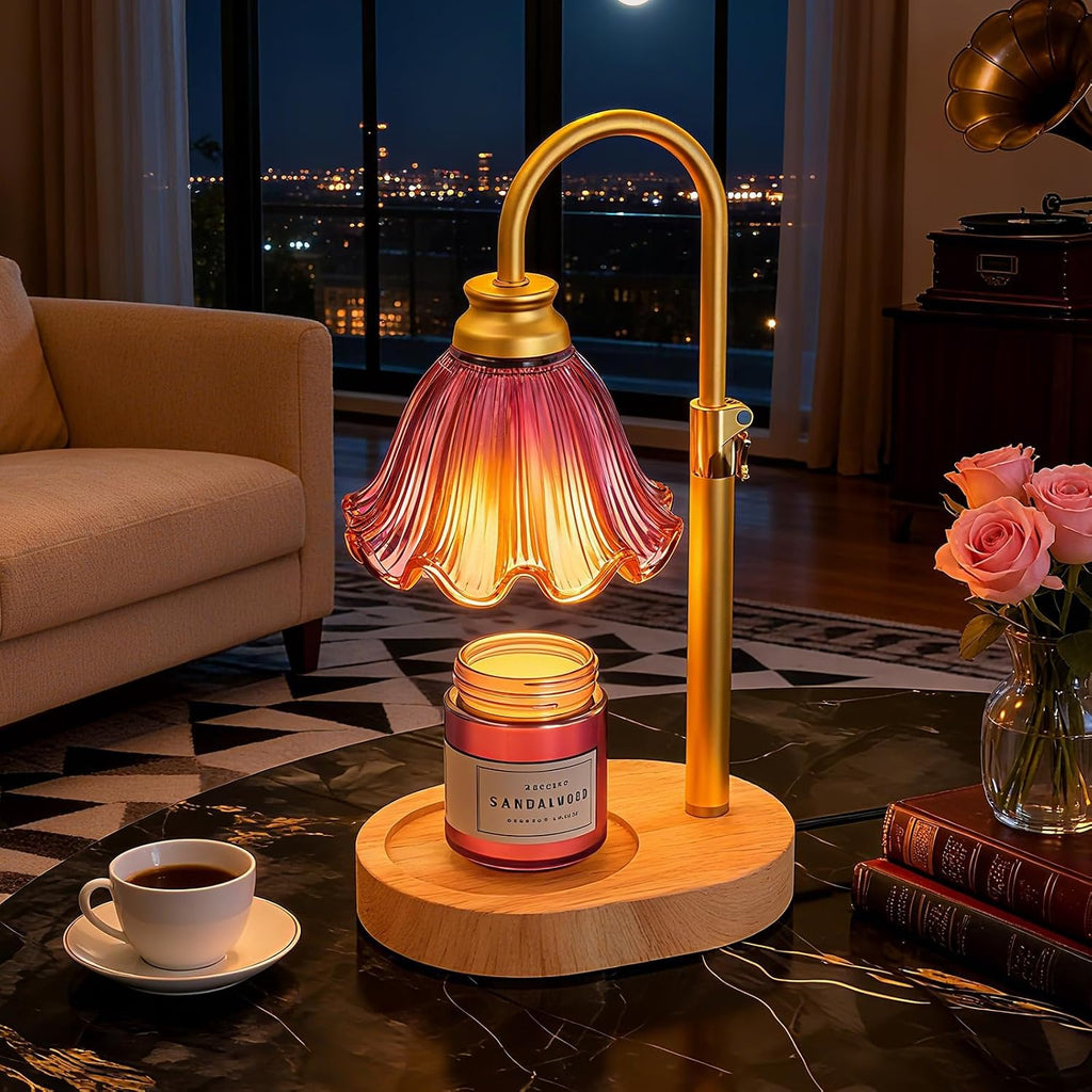 Flower Candle Warmer Lamp with Timer & 4-Level Dimmer, Adjustable Height