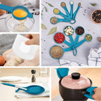 LIANYU 43 Pcs Silicone Kitchen Cooking Utensils with Holder, Heat Resistant Spatula Set with Stainless Steel Handle, Kitchen Cooking Gadgets Tools for Nonstick Cookware Set, Blue