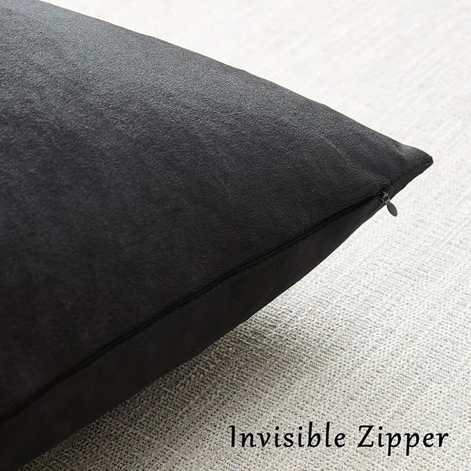 GIGIZAZA Black Velvet Pillow Covers 18x18, Decorative Square Throw Pillows - Image 4