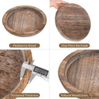 Hanobe Wooden Tray for Coffee Table, Decorative Round Candle Holder Plate