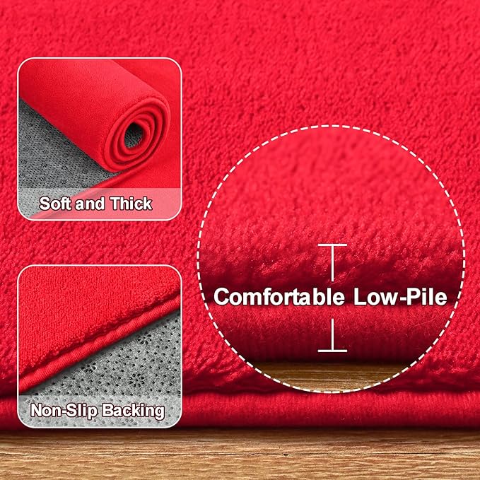 Amearea 4x4 Square Area Rugs for Bedroom Living Room, Modern Red Thickened - Image 3