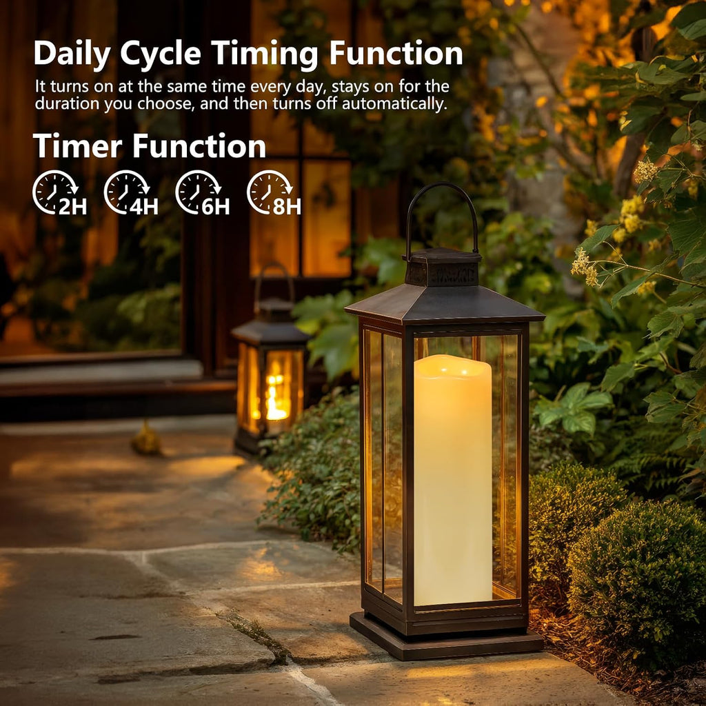 14" x 4" Large Outdoor Waterproof Candles with Timer Remote, 4 Pack