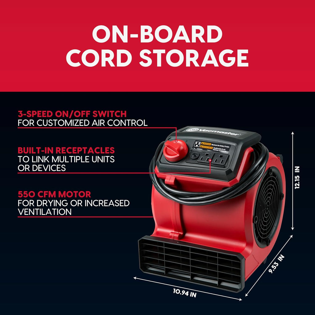 Vacmaster AM201 1101 Air Mover and Fitness Fan 550 CFM Drying and Cooling