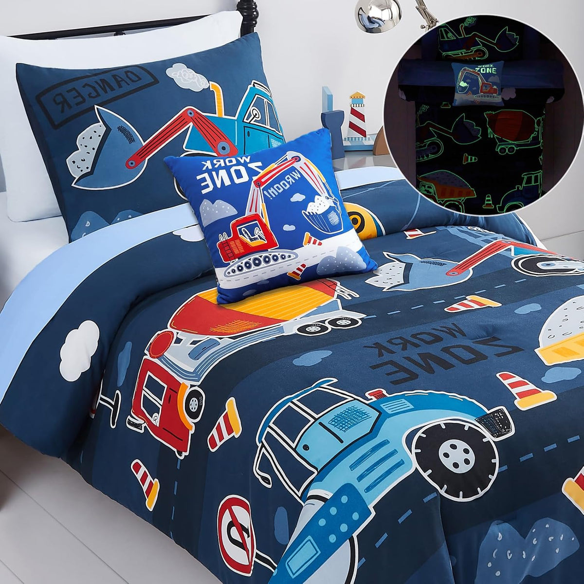 Twin Bedding Sets for Boys - 3 Pieces Truck Bedding Twin Comforter Set