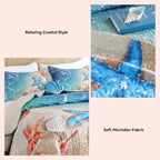 weigelia Coastal Quilt Queen Size, Beach Lightweight Summer Bedding