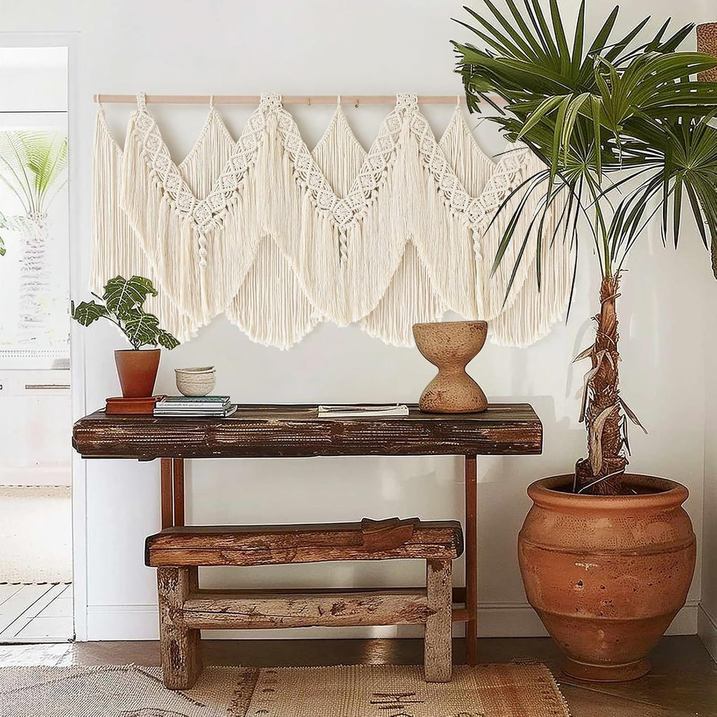Macrame Wall Hanging Wedding Hanger Tassel Knotting Boho Decor 47"W*25"L