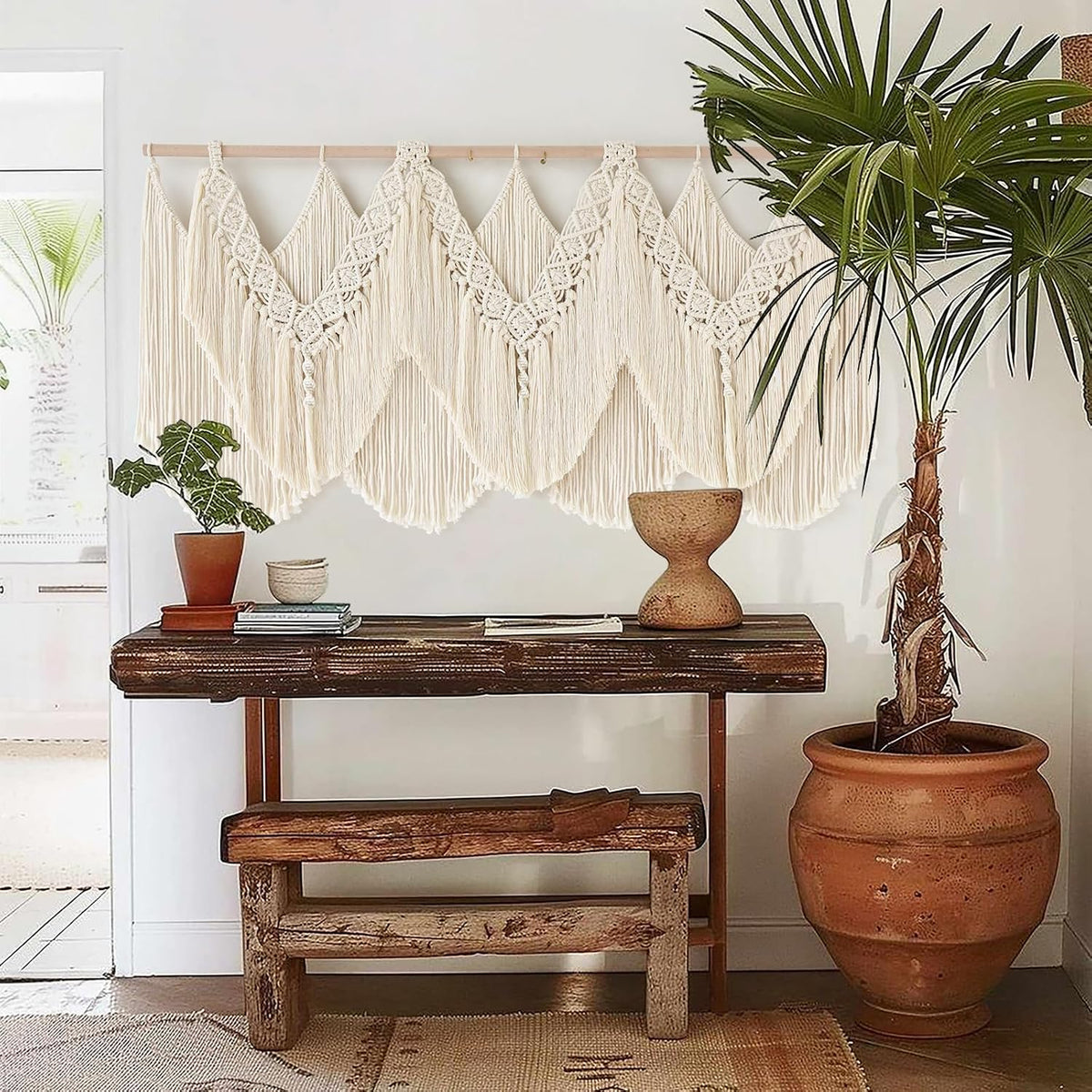 Macrame Wall Hanging Wedding Hanger Tassel Knotting Boho Decor 47"W*25"L