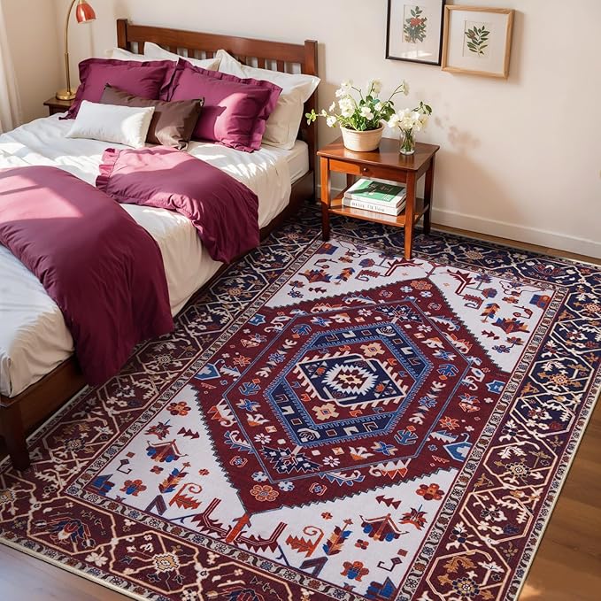 SERISSA Area Rug 3x5 Boho Rugs for Bedroom, Washable Non-Slip Living Room Rug by SERISSAHomeDecorCollection