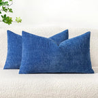 MIULEE Pack of 2 Couch Throw Pillow Covers 12x20 Inch Soft Royal Blue Chenille by MIULEE