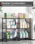 Sakugi 3-Tier Metal Storage Shelves Adjustable Feet, 18"x12"x30", Black